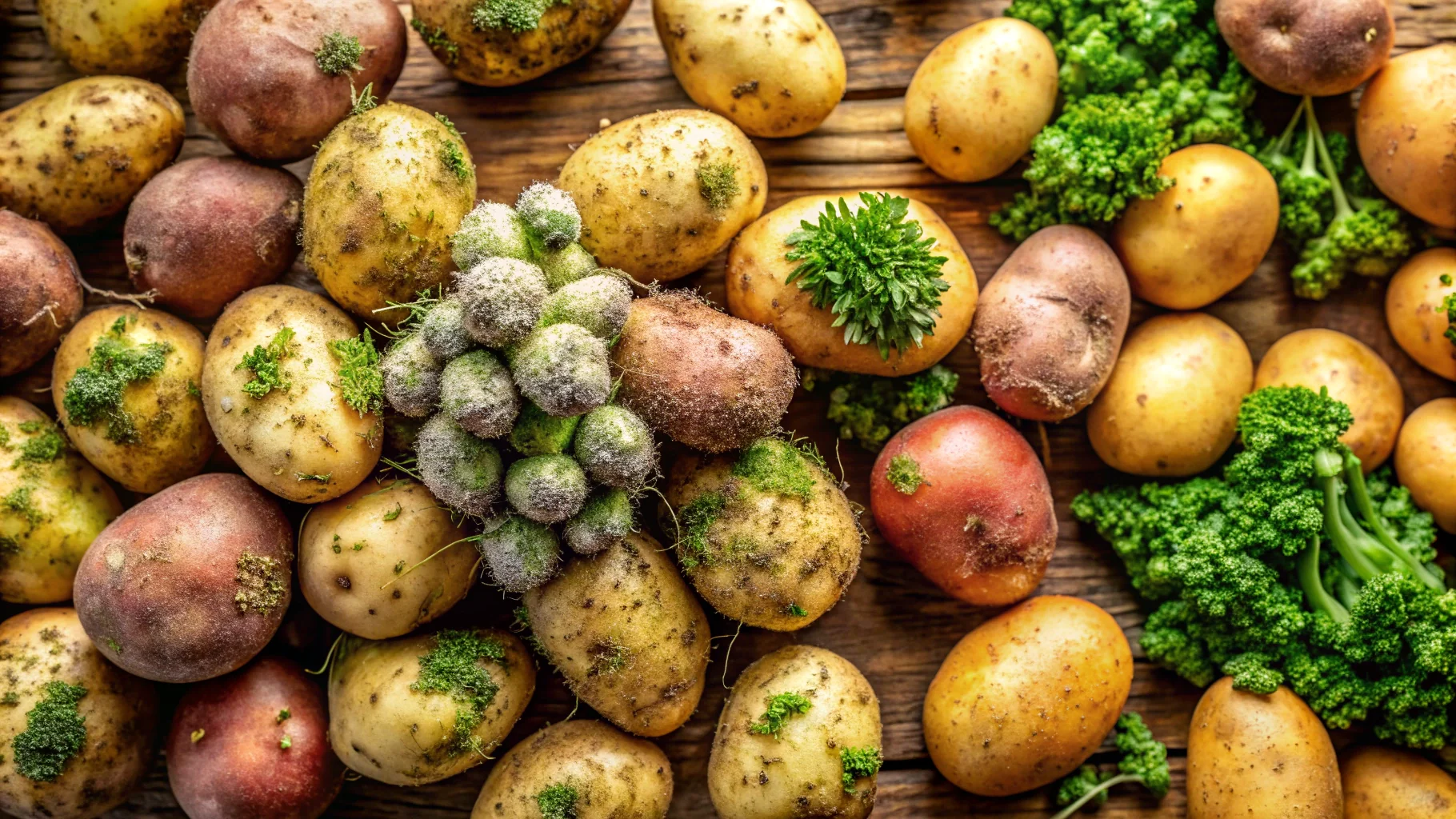 주부 필수! 감자 곰팡이 위험 완벽 대비, 3단계 안전 보관법 총정리 3 주부 필수! 감자 곰팡이 위험, 3단계로 안전하게 보관하는 비법 관련 이미지: 2단계: 싹난 감자와 곰팡이 핀 감자의 '명확한 구분'