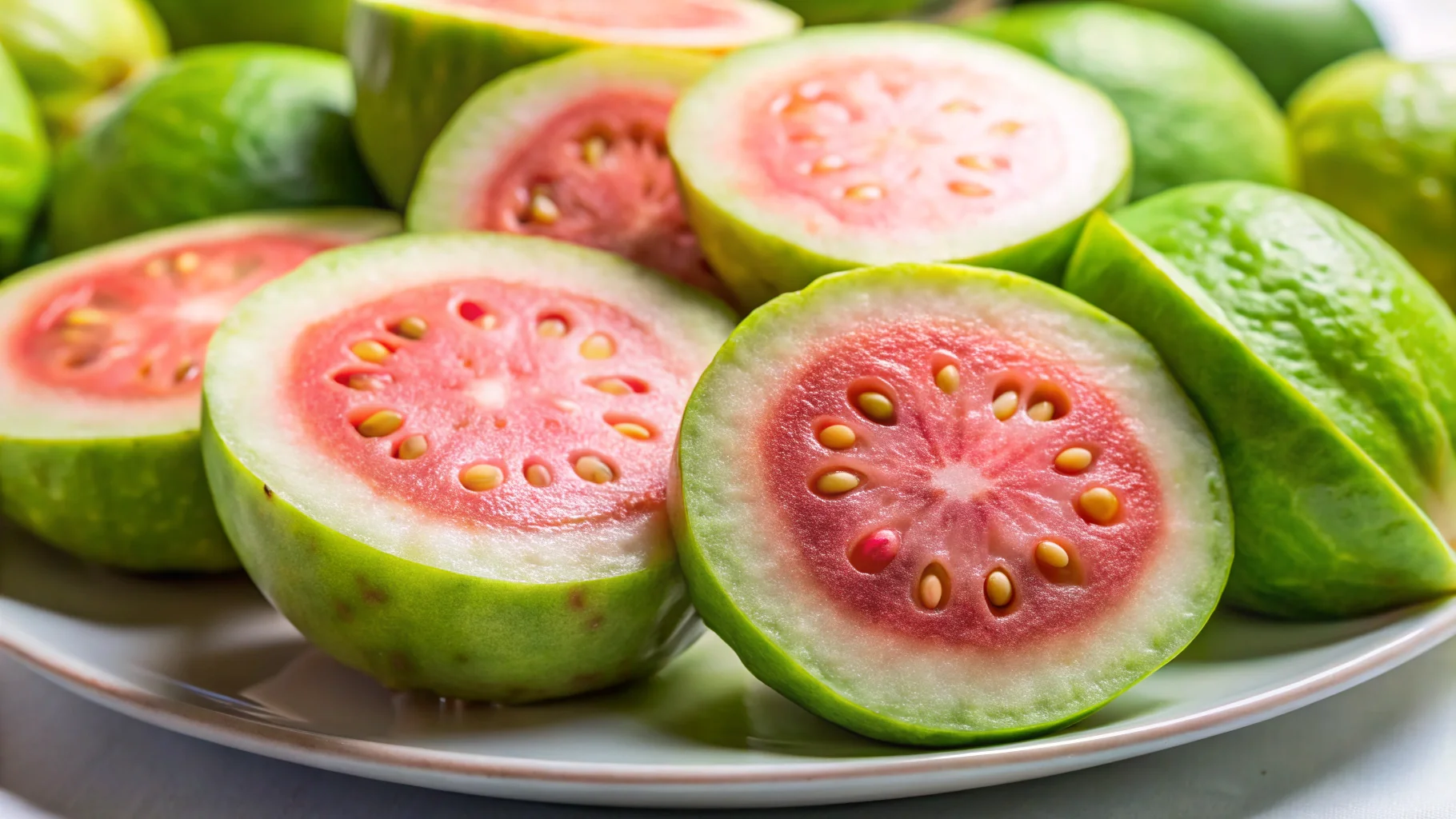 숨겨진 비타민C 폭탄 과일 5가지: 2025 직장인 면역력 UP, 피로 탈출 완벽 가이드 3 숨겨진 비타민C 폭탄 과일 5가지, 2030 직장인 면역력 UP 비법 관련 이미지: 1. 구아바: 비타민C의 제왕 👑