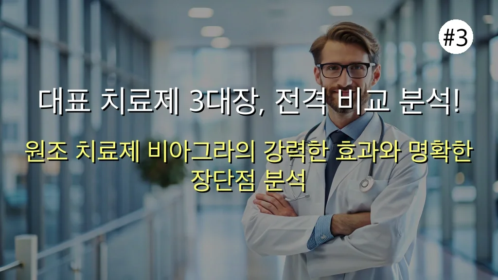 발기부전 치료제 종류별 장단점 완벽 가이드 2025 (효과, 시간, 가격) 4 발기부전 치료제 종류 장단점 완벽 가이드 2025 관련 이미지: 대표 치료제 3대장, 전격 비교 분석!