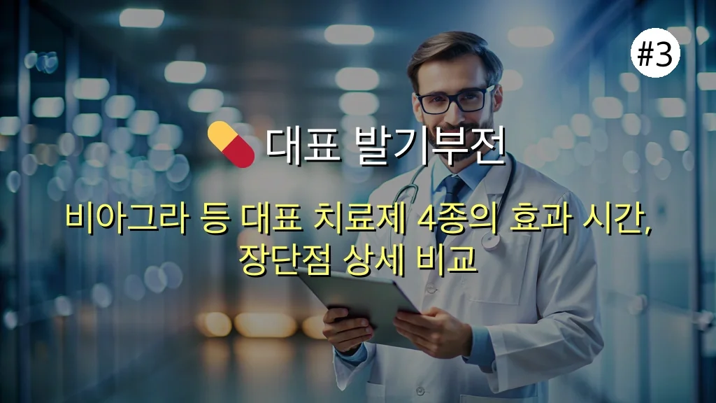 발기부전 치료제 종류 장단점 비교 분석 총정리 관련 이미지: 💊 대표 발기부전 치료제 종류별 장단점 비교 분석