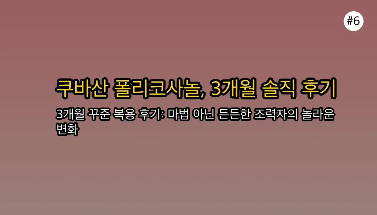 쿠바산폴리코사놀 관련 이미지: 3개월의 경험, 그리고 현실적인 조언