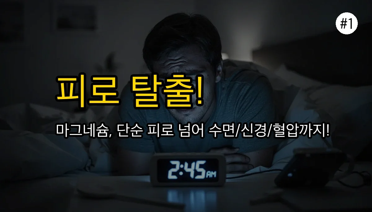 마그네슘 효능 관련 이미지: 매일 피곤하고 밤잠 설치는 당신에게 꼭 필요한 정보