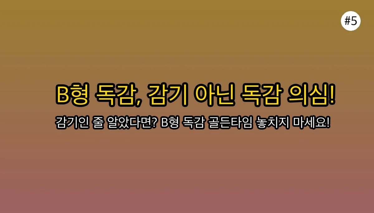 성인B형독감증상순서 관련 이미지: B형 독감, 초기에 잡는 것이 핵심