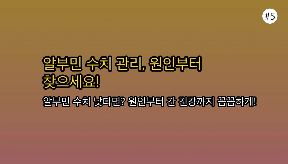 알부민 관련 이미지: 그럼 알부민 수치는 어떻게 관리해야 할까요?
