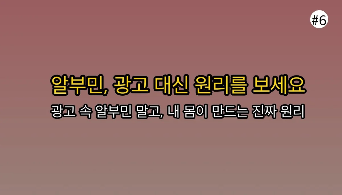 알부민효능 관련 이미지: 현명한 선택, '광고'가 아닌 '원리'를 보세요