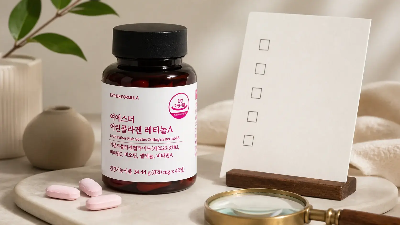 여에스더 어린콜라겐 레티놀A, 구매 전 확인할 콜라겐 원료와 주의사항 7 여에스더 어린콜라겐 레티놀A (국내최다 인체적용시험 보유 콜라겐 원료) 국민영양 프로젝트 관련 이미지: 클릭 전 체크리스트와 현실적인 선택 기준