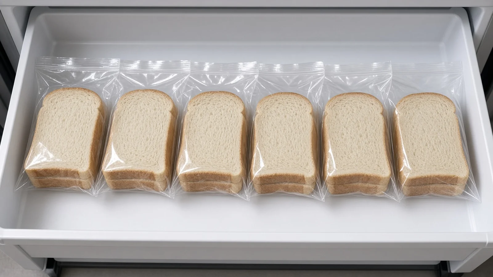 식빵 곰팡이 일부만 떼고 먹어도 될까: 빵 보관 냉장·냉동 3 두 조각씩 나눠 지퍼백에 담아 냉동실에 넣은 식빵