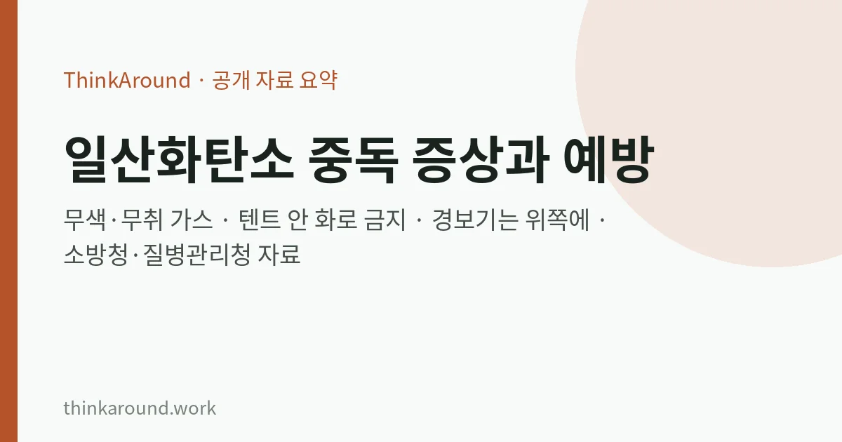 일산화탄소 중독 증상과 캠핑·보일러 예방수칙을 공공 자료로 정리한 글의 대표 이미지