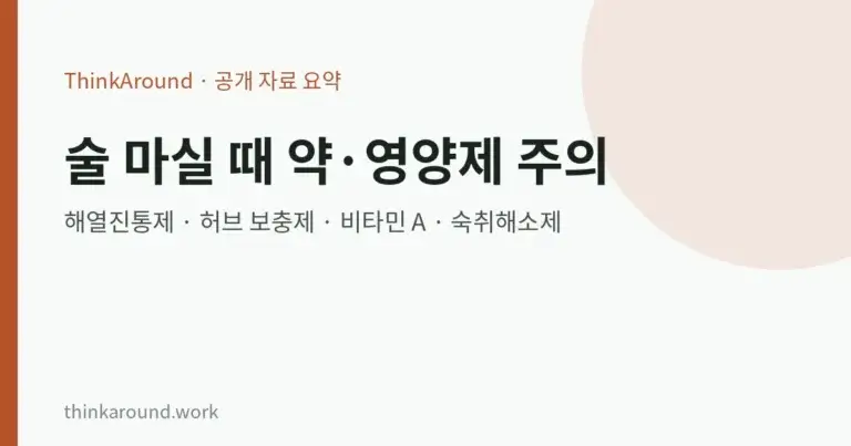 술 마실 때 영양제·약, 무엇을 조심할까: 해열진통제·간 손상 보고 보충제·숙취해소제 공식 자료 정리