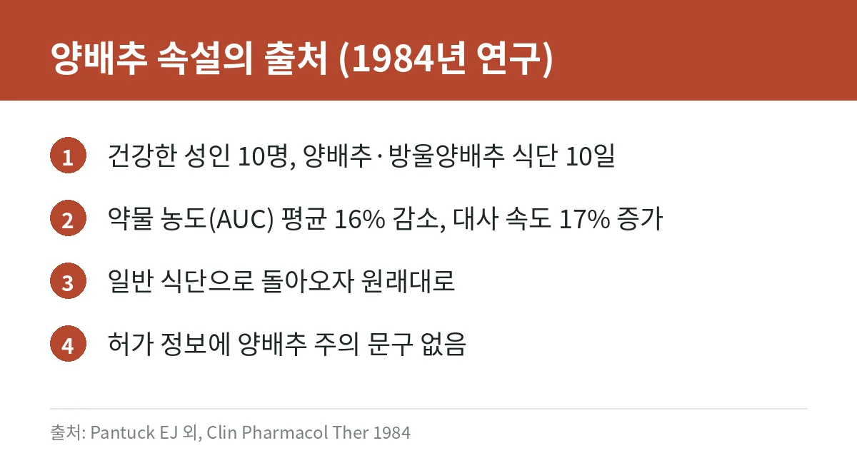 양배추와 아세트아미노펜 대사 연구를 요약한 카드