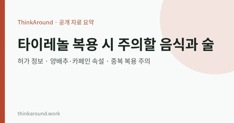 타이레놀 복용 시 주의할 음식과 술: 양배추·카페인 속설과 허가 정보로 본 간 손상 예방