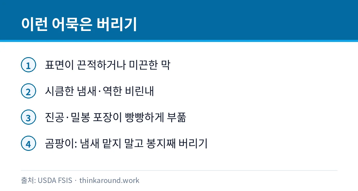 어묵 냉장 보관 며칠: 냉동해도 될까, 상한 어묵 구별법 5 상한 어묵을 구별하는 신호를 정리한 카드