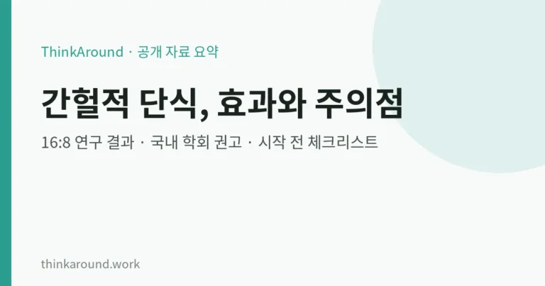 간헐적 단식 효과와 주의점: 16:8 연구 결과·국내 학회 권고·시작 전 확인할 것