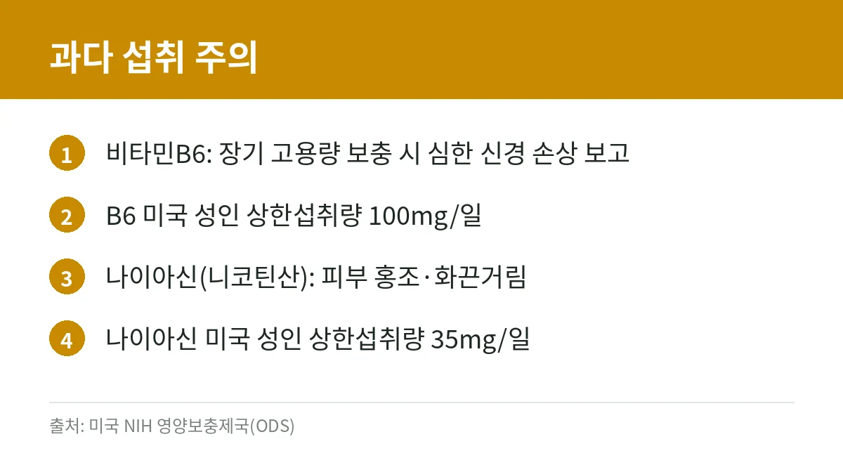 비타민B6·나이아신 과다 섭취 주의 카드