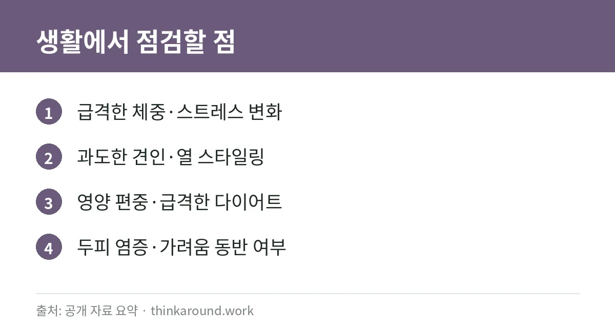 정수리 탈모 생활 점검 카드