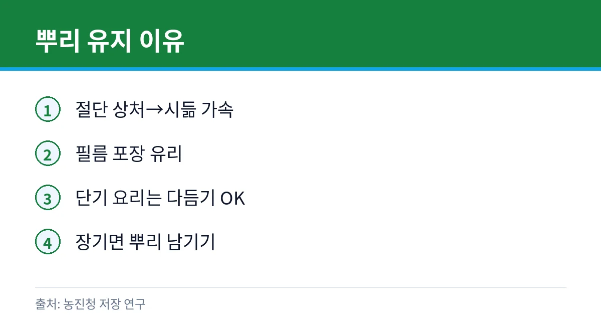 쪽파·대파 시들면: 뿌리 남겨 냉장 보관 3 대파 뿌리 유지 카드