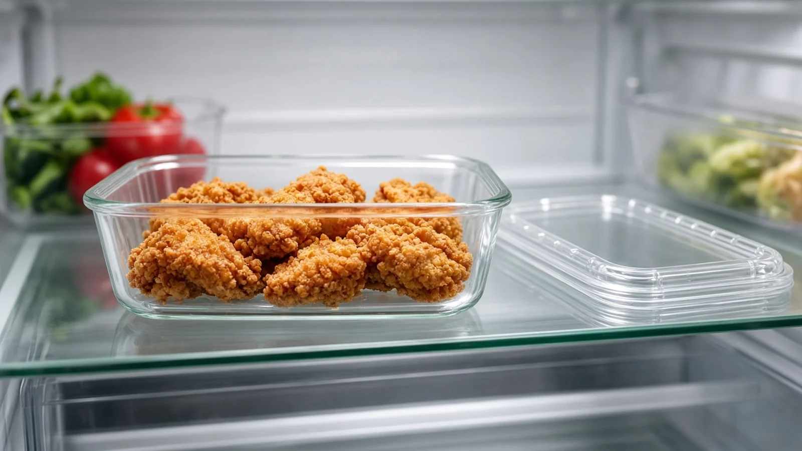 배달 치킨 남은 거 상온에 둬도 될까: 냉장 보관 며칠과 데우는 법 2 남은 치킨을 얕은 밀폐용기에 나눠 냉장하는 모습