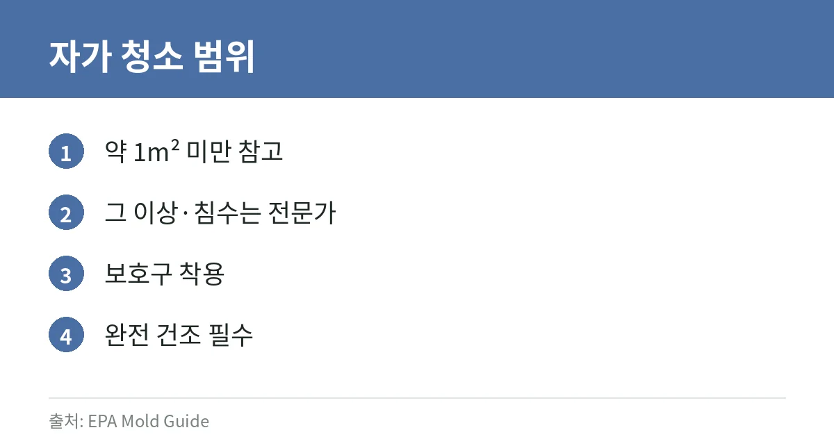 집 곰팡이 청소·예방 총정리: 벽지·욕실·베란다, 습기 관리와 안전 수칙 2 곰팡이 자가 청소 범위 카드
