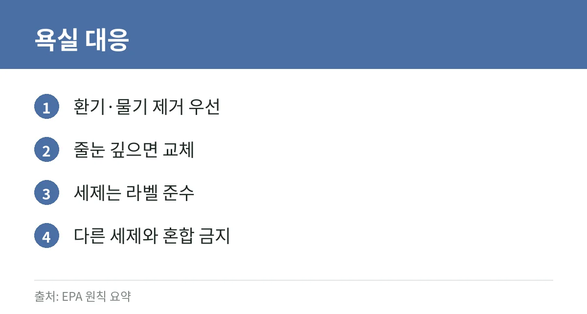 집 곰팡이 청소·예방 총정리: 벽지·욕실·베란다, 습기 관리와 안전 수칙 4 욕실 곰팡이 대응 카드