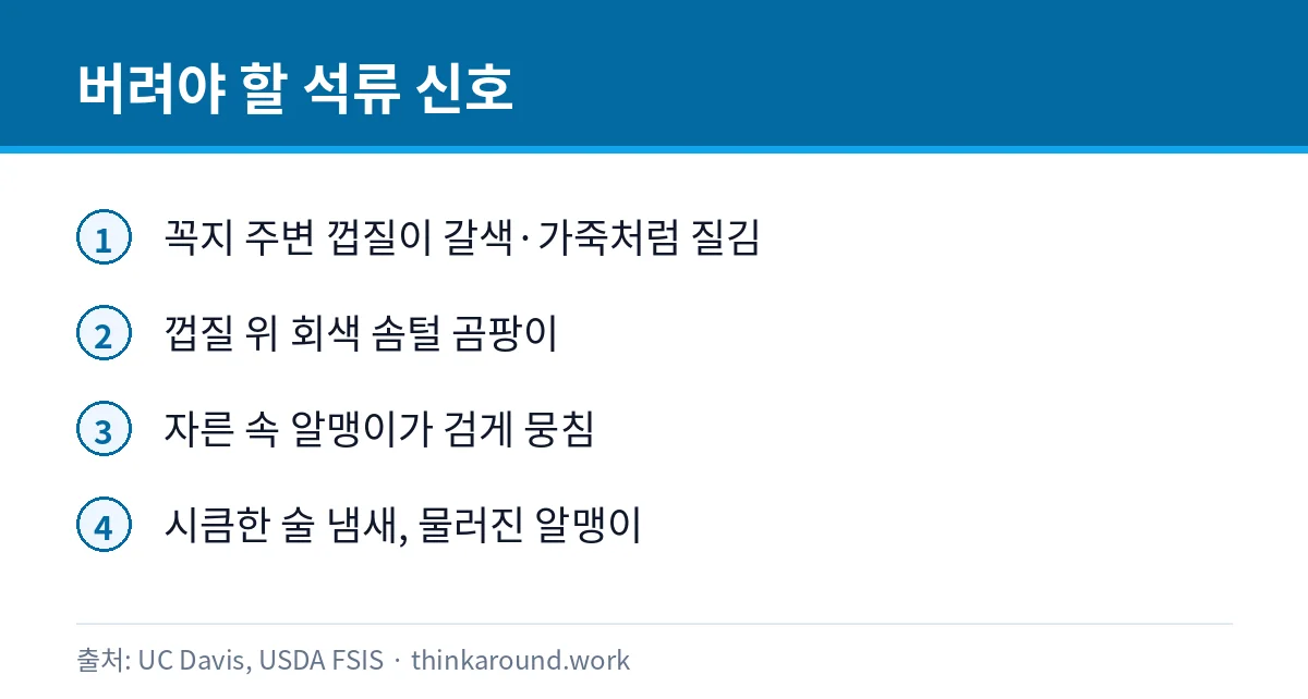 석류 냉장 보관 얼마나 될까: 알맹이 냉동과 약 복용 시 주의 6 상한 석류를 구별하는 신호를 정리한 카드