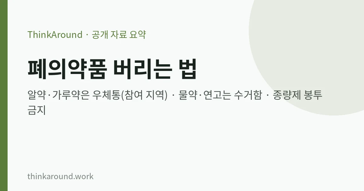 폐의약품 배출 방법 요약 이미지